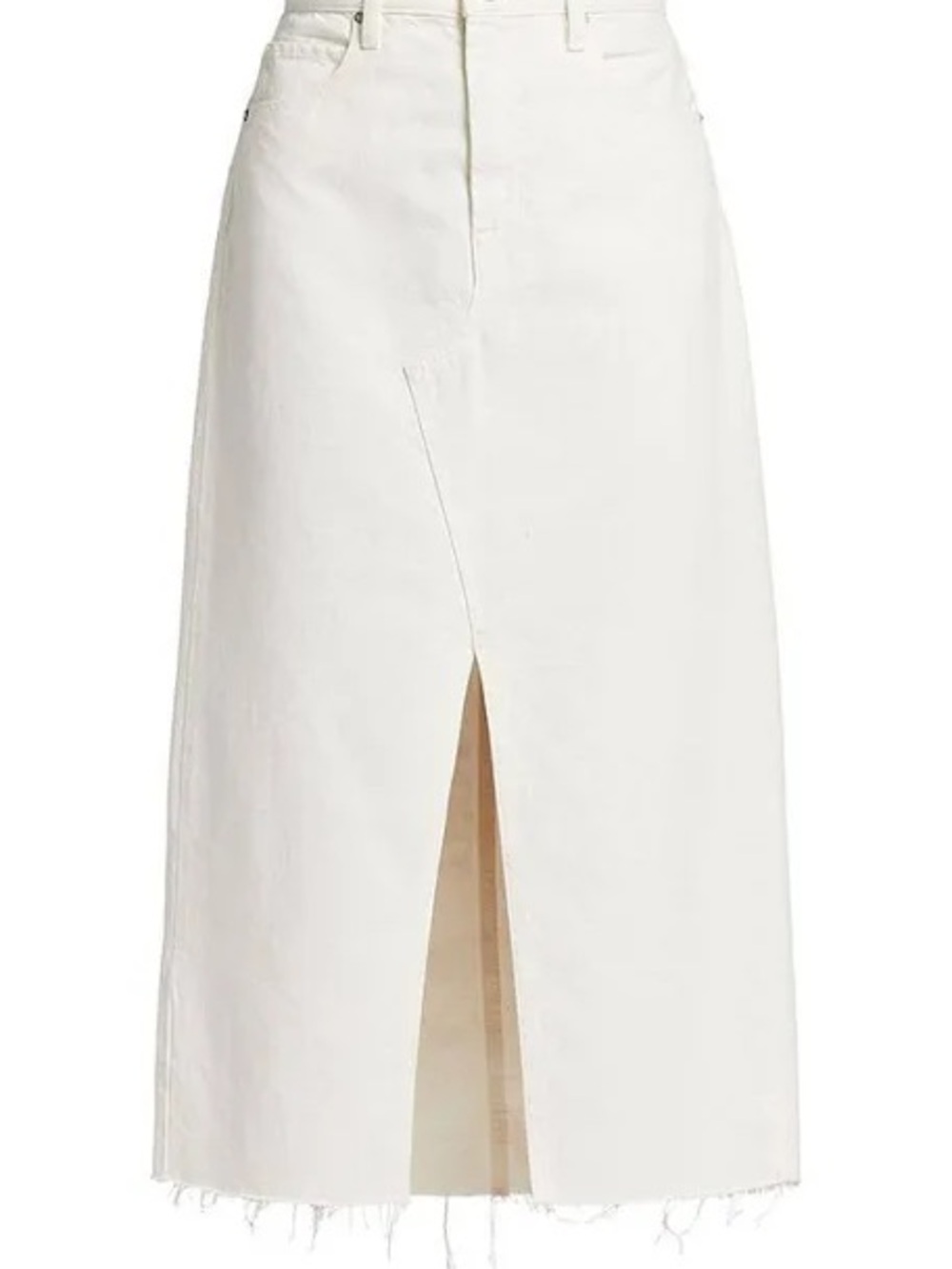 Frame Midaxi White Front-Slit Denim Skirt - 30